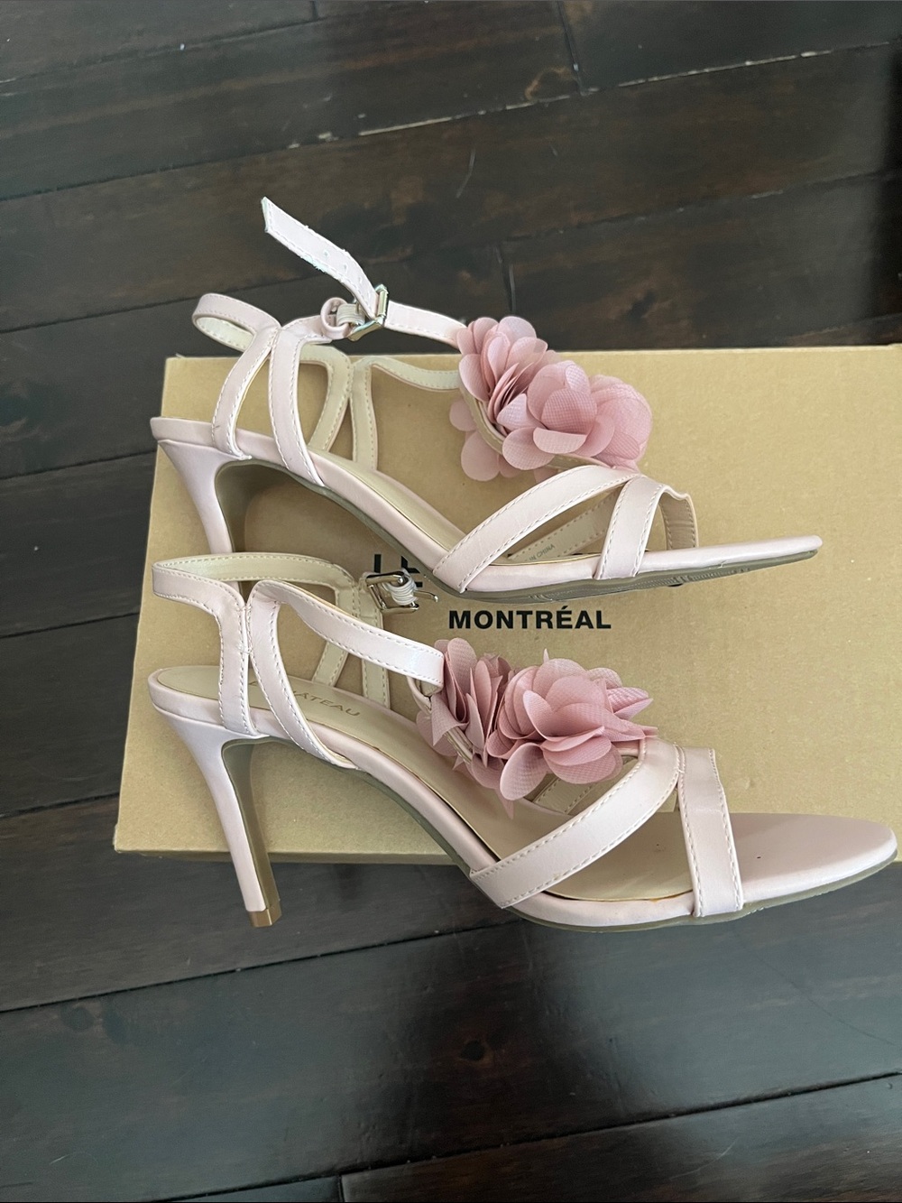 le chateau Blush Pink Floral Slingback Heels